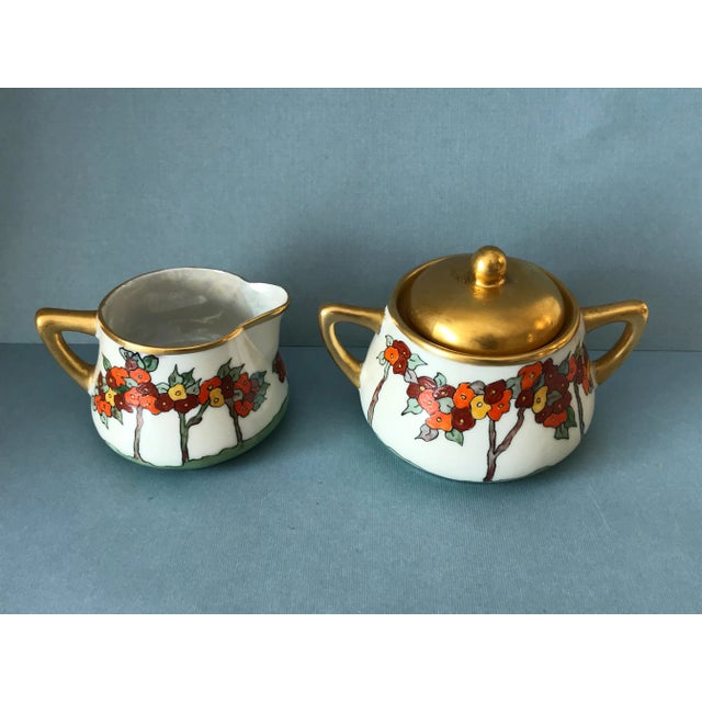 Vintage 1930s Arts & Crafts Hand-Painted Signed "Alpha Walker-Witt" Sugar Creamer Set- 2 Pieces For Sale - Image 4 of 10