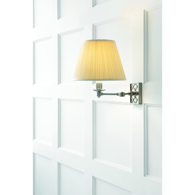 Traditional Alexa Hampton for Visual Comfort Signature Gene Swing Arm in Polished Nickel with Silk Shade For Sale - Image 3 of 4