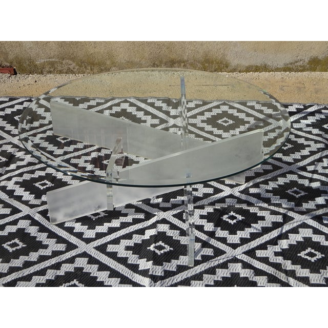 Glass Coffee Table with Acrylic Glass Base For Sale - Image 16 of 16