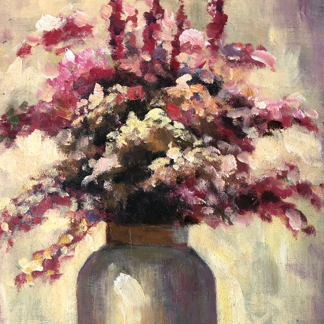 Original Vintage Still Life Floral Painting Original Frame | Chairish