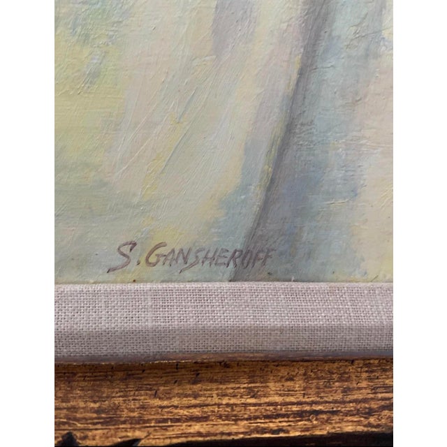 Warm Mid-Century Portrait of Elderly Couple by Samuel Gansheroff – Signed Oil Painting For Sale - Image 9 of 10
