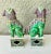 Chinoiserie Vintage Chinese Famille Verte Sancai Glazed Porcelain Foo Dogs/Guardian Lions- A Pair For Sale - Image 3 of 10