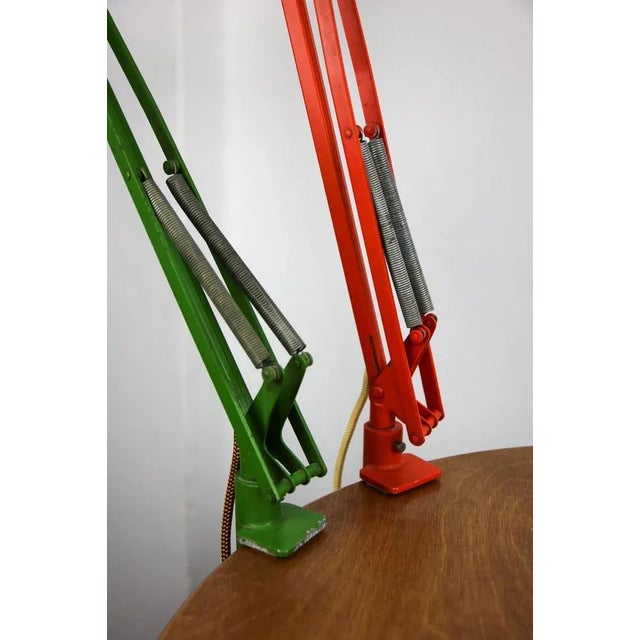 Adjustable Achitect Table Lamps in Orange and Green by Tep, 1970s, Set of 2 For Sale - Image 4 of 13