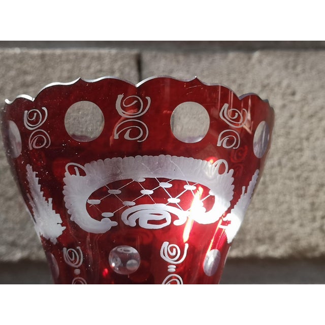 Red Ruby Red Crystal Vase For Sale - Image 8 of 10