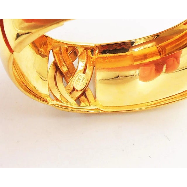 Gold Vintage 1980s Signed Bijoux Cascio Italy Goldtone Clear Rhinestone Cuff Bracelet For Sale - Image 8 of 9