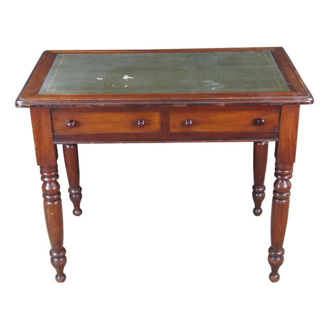 Antique Victorian William IV Mahogany Tooled Leather Writing Table Desk Console For Sale