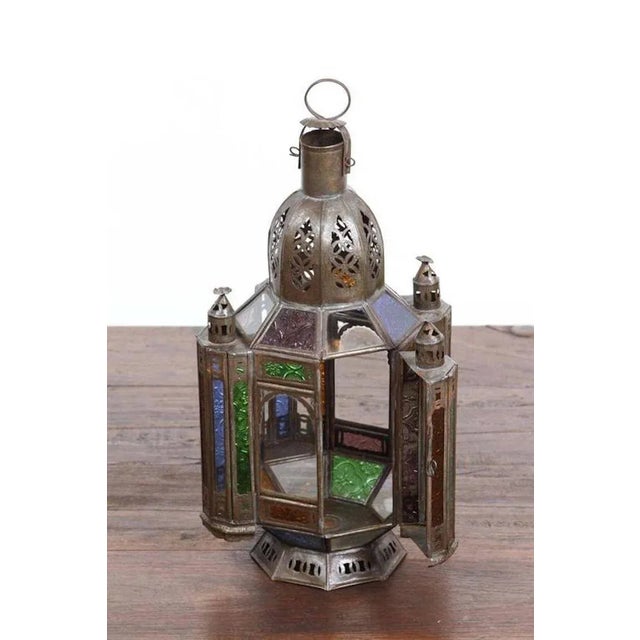 Vintage Moroccan Moorish Glass Lantern For Sale - Image 4 of 5