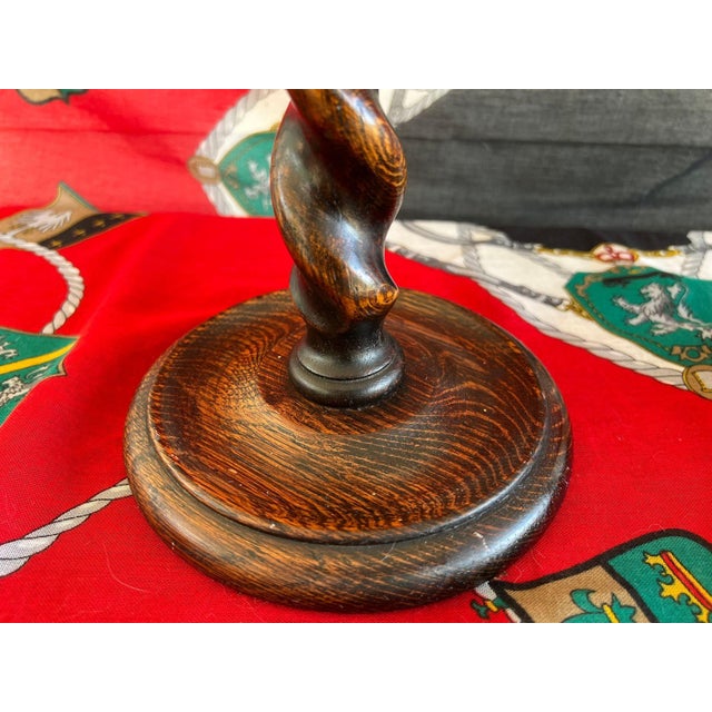 Pair Antique English Oak Barley Twist Candlesticks Candelabras Candle Holders For Sale - Image 12 of 18