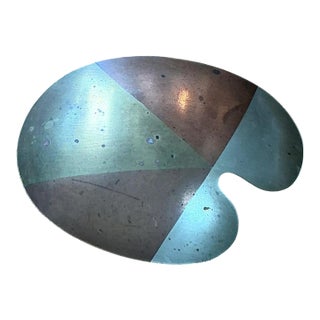 Vintage Abstract Metal Palette Bowl For Sale