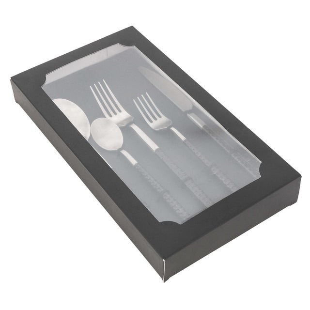 Boho Chic Artifacts Rattan Stainless Steel Cutlery with Gift Box in Black - Set of 5 For Sale - Image 3 of 5