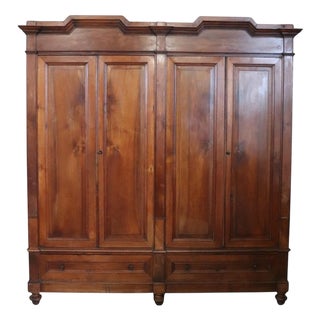 Large Antique 19th Century 4-Door Wardrobe in Walnut For Sale