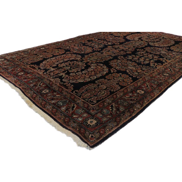 Victorian Antique Persian Sarouk Rug - 04'04 X 06'09 For Sale - Image 3 of 9