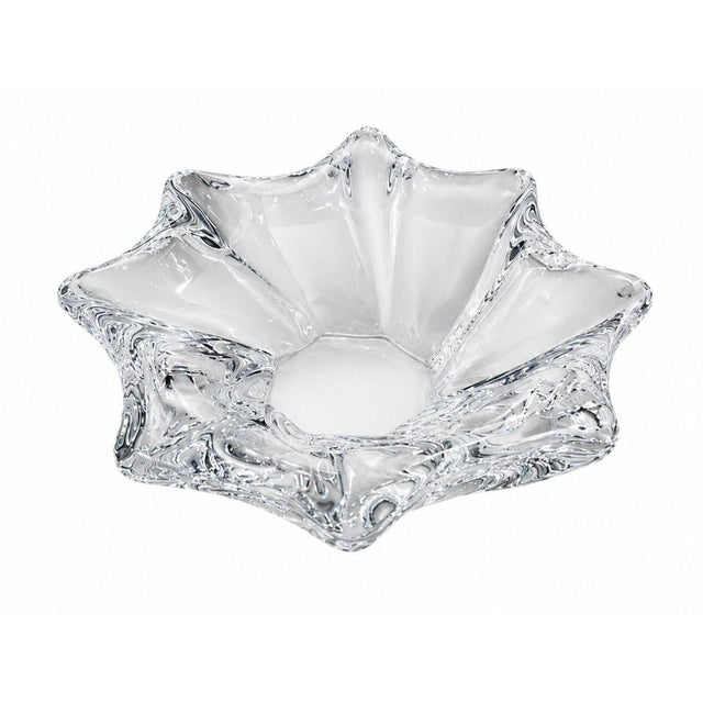 Elegant set of five Baccarat crystal pieces, including a rabbit, dove, owl, bear, and a sculptural center bowl. Each piece...