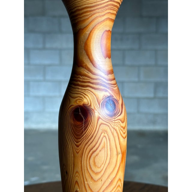 Gorgeous pine vase by Stig Pettersson for his own studio in Arild, Sweden. Great organic modernist form and materials....