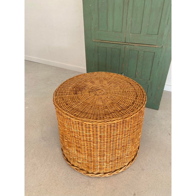 Bielecky Brothers-Style Braided Rattan Round Drum Table, 1980s (Hong Kong) For Sale - Image 13 of 18