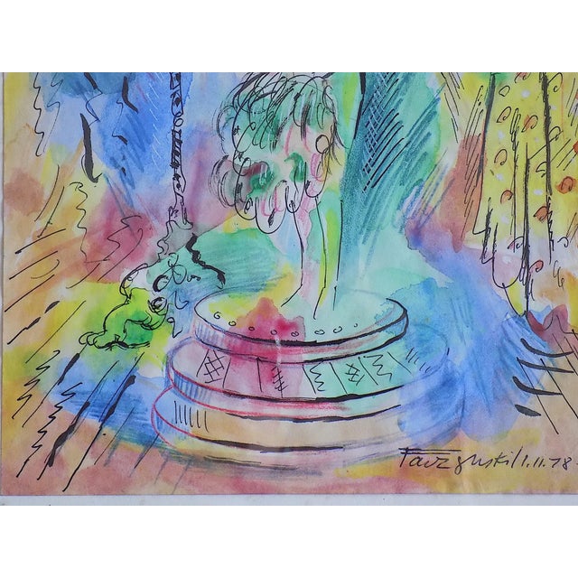 Original Vintage 20th Century Signed/Dated/Framed Mixed Media Standing Nude Painting For Sale - Image 4 of 9