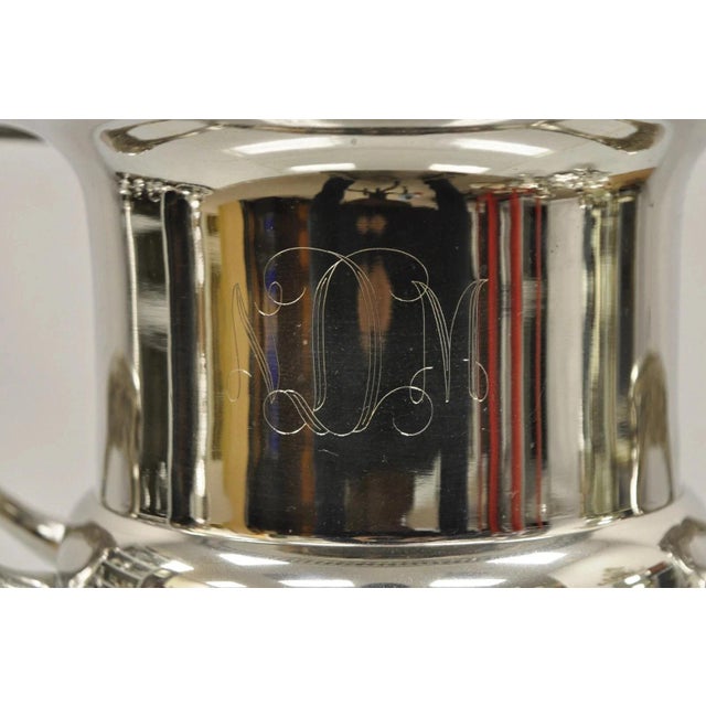 Traditional Vintage Regency Style Silver Plated Trophy Cup Urn Champagne Chiller Ice Bucket For Sale - Image 3 of 11