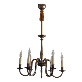 Large Vintage Six-Arm Chandelier by Paavo Tynell, 1930s For Sale