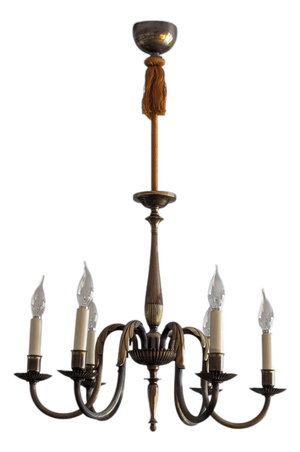Large Vintage Six-Arm Chandelier by Paavo Tynell, 1930s