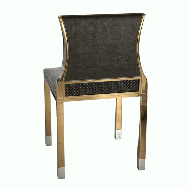 "Pagina" Chair With Bronze and Tailor Made Leather For Sale - Image 4 of 9