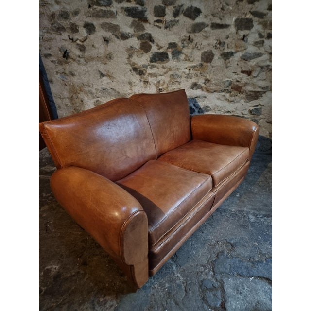 Vintage Leather Moustache Sofa, France, 1940s-1950s For Sale - Image 17 of 17