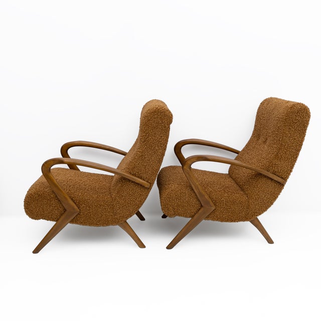 Mid-Century Modern Set of Mid-Century Italian Modern Bouclè Armchairs attributed to Paolo Buffa, 1950 For Sale - Image 3 of 10