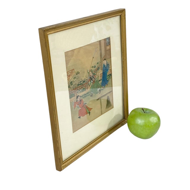 Chinoiserie Old Hand Painted Chinoiserie Painting on Silk Circa 1900s For Sale - Image 3 of 5