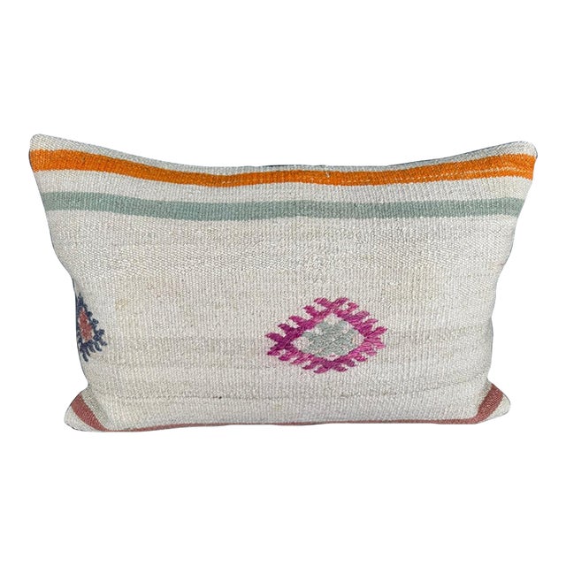 Turkish Hemp Pillow Cushion Natural Beige Pink Pillow Cushion Cover 16 "x 24" For Sale