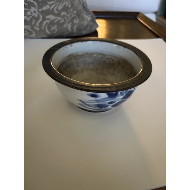 Asian Antique Late 19th Century Rare Blue and White Petite Porcelain Bowl. For Sale - Image 3 of 6