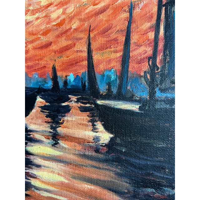 Paint Golden Sky Over the Harbor – Original Oil Painting For Sale - Image 7 of 10