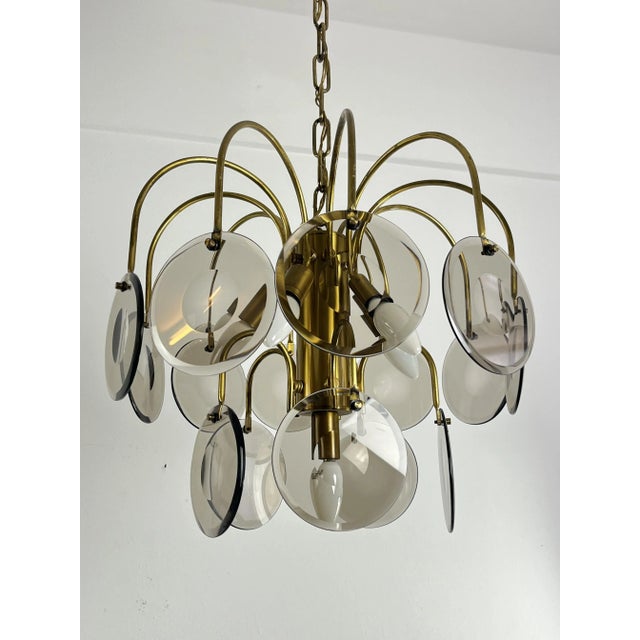 Murano Glass and Brass Chandelier by Vistosi, 1970s For Sale - Image 6 of 12