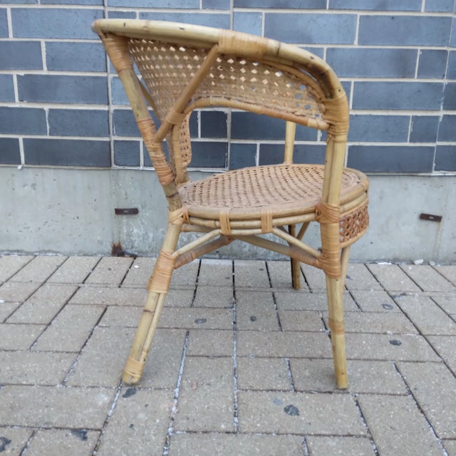 Wood Mid 20th Century Wicker Accent Chair For Sale - Image 7 of 9