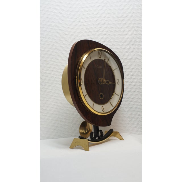 Wood 1960s Mid Century Winding Mantel Clock by Orfac, Netherlands For Sale - Image 7 of 7