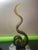 MCM Murano Style Amber Green 15” Glass Swirl Sculpture Hand Blown Ribbon Glass Figurine For Sale - Image 4 of 11