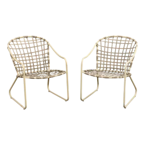 Mid Century Modern Outdoor Dining Armchairs - Set of 2