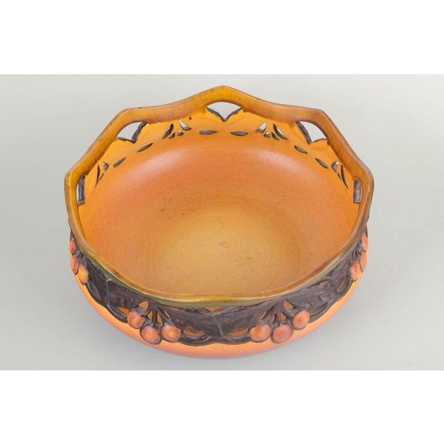 Ipsens Enke Decorative fruit bowl, ca. 1920s/30s. Art Deco / late Art Nouveau-inspired glazed ceramic bowl with openwork...