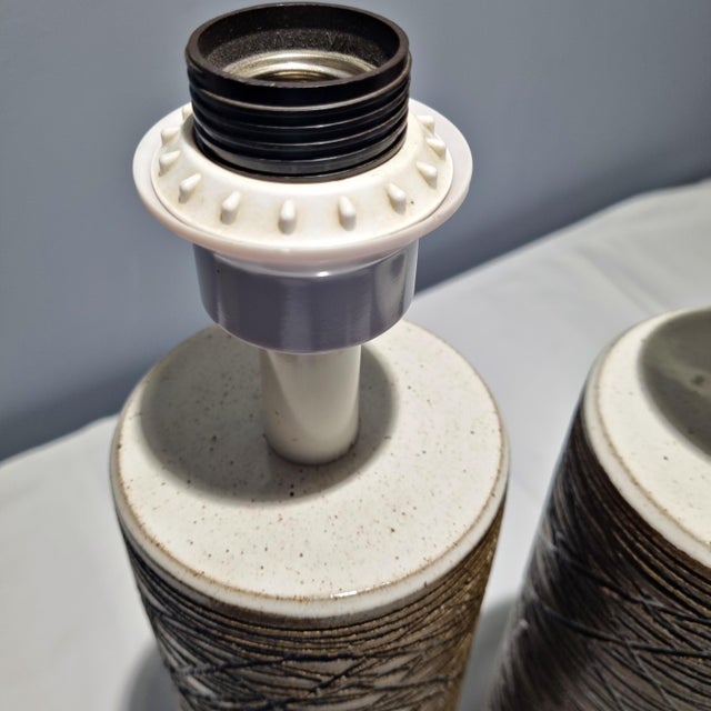 Pair of Stoneware Table Lamps by Aage Rasmus for Selsbo, Sweden (Mid Century) This striking pair of stoneware table lamps,...