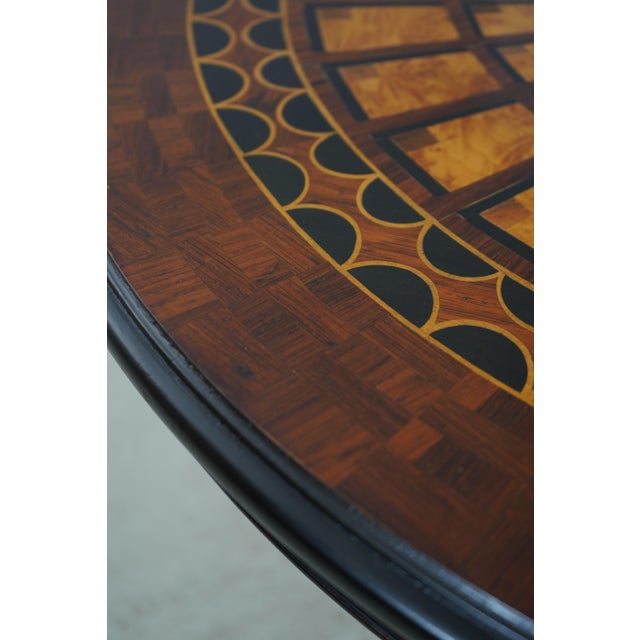 Italian Regency Round Black & Gold Inlaid Center Table For Sale - Image 13 of 14