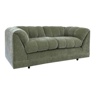 1980s Vintage Channel Tufted Sofa For Sale