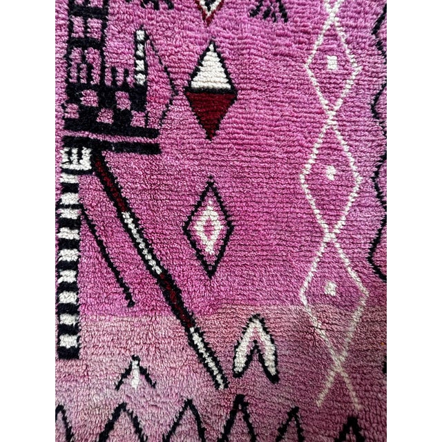 Pink Moroccan Berber Wool Rug For Sale - Image 6 of 7