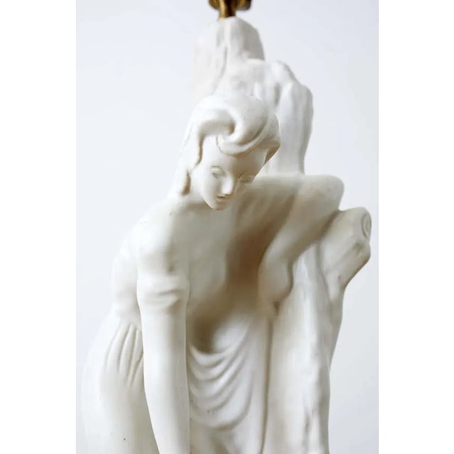 Art Deco Van Briggle Figural Sculpture Porcelain Table Lamp For Sale - Image 3 of 13