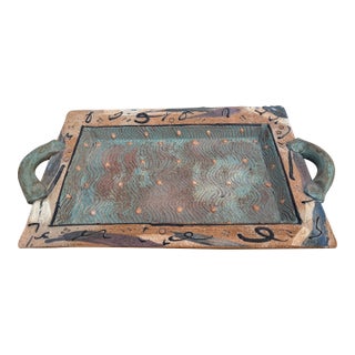 Vintage Cunningham Pottery Hand-Crafted Ceramic Art Tray For Sale