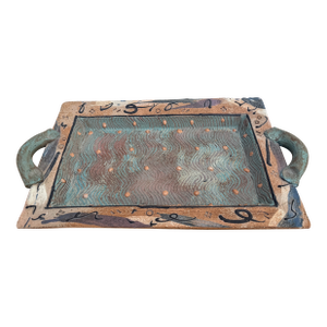 Vintage Cunningham Pottery Hand-Crafted Ceramic Art Tray