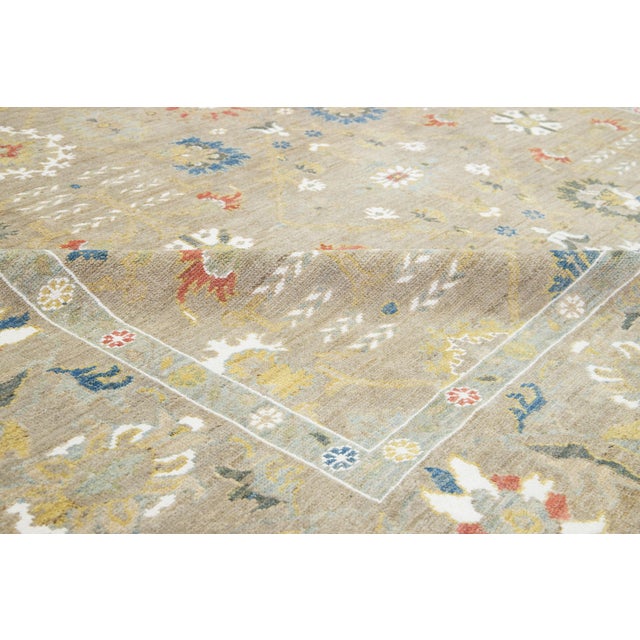 Apadana's Allover Modern Sultanabad Wool Rug Handmade in Beige For Sale - Image 9 of 10
