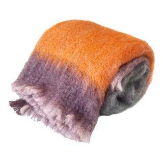 Orange & Purple Mohair Color Block Blanket For Sale
