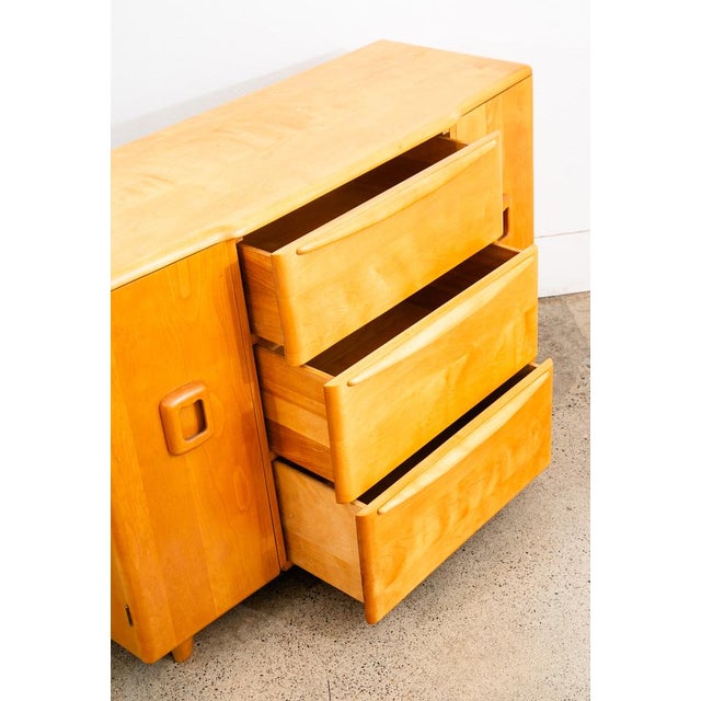 1960s Mid Century Modern Credenza Blonde Shelf Heywood Wakefield Drawer M192 Champagne For Sale - Image 10 of 12