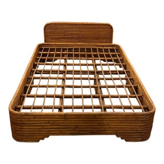 1950's Stacked Rattan Bed, Full Size For Sale