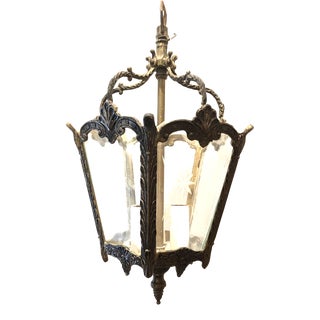 Early 20th Century Brass Carriage 3-Light Pendent Interior Light For Sale