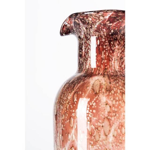 Vintage Bubble Glass Pitcher with Amber Accents, Italy, 1970s For Sale - Image 3 of 6