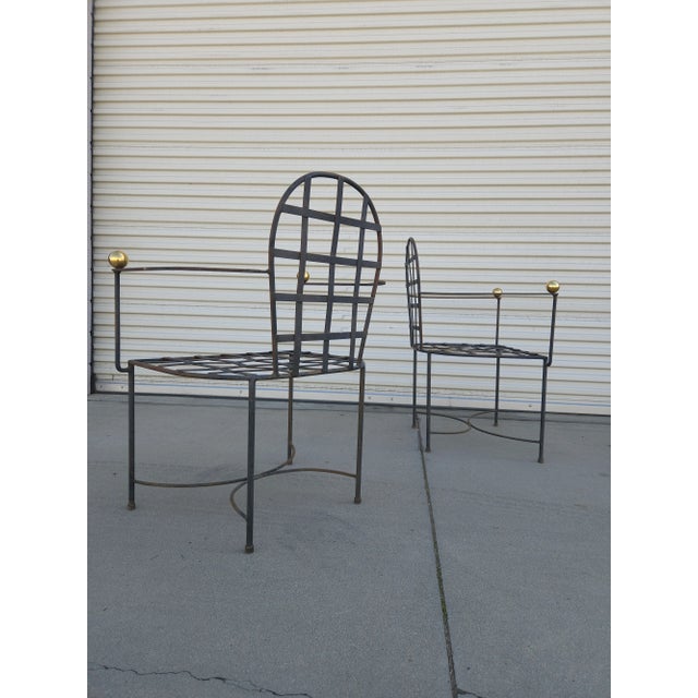 Pair of Wrought Iron Patio Armchairs Attributed to Mario Papperzini For Sale In Los Angeles - Image 6 of 17